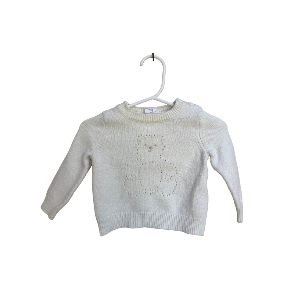 Baby Gap Cream Pointelle Bear Knit Sweater Cotton Blend Pullover Size 3-6 Months